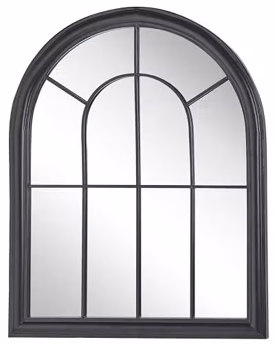 Beliani Specchio da parete in metallo nero 69 x 89 cm effetto antico tradizionale forma di finestra vintage