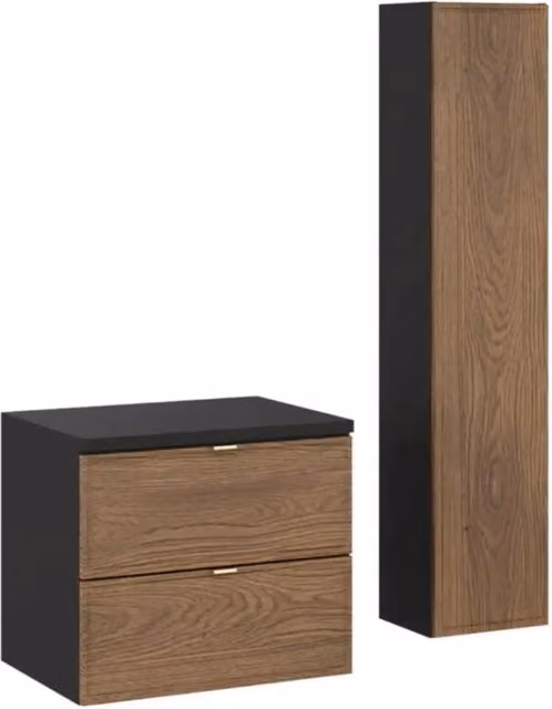 Set da bagno SAVIA: mobile sottolavabo 60cm + piano lavabo + colonna di contenimento
