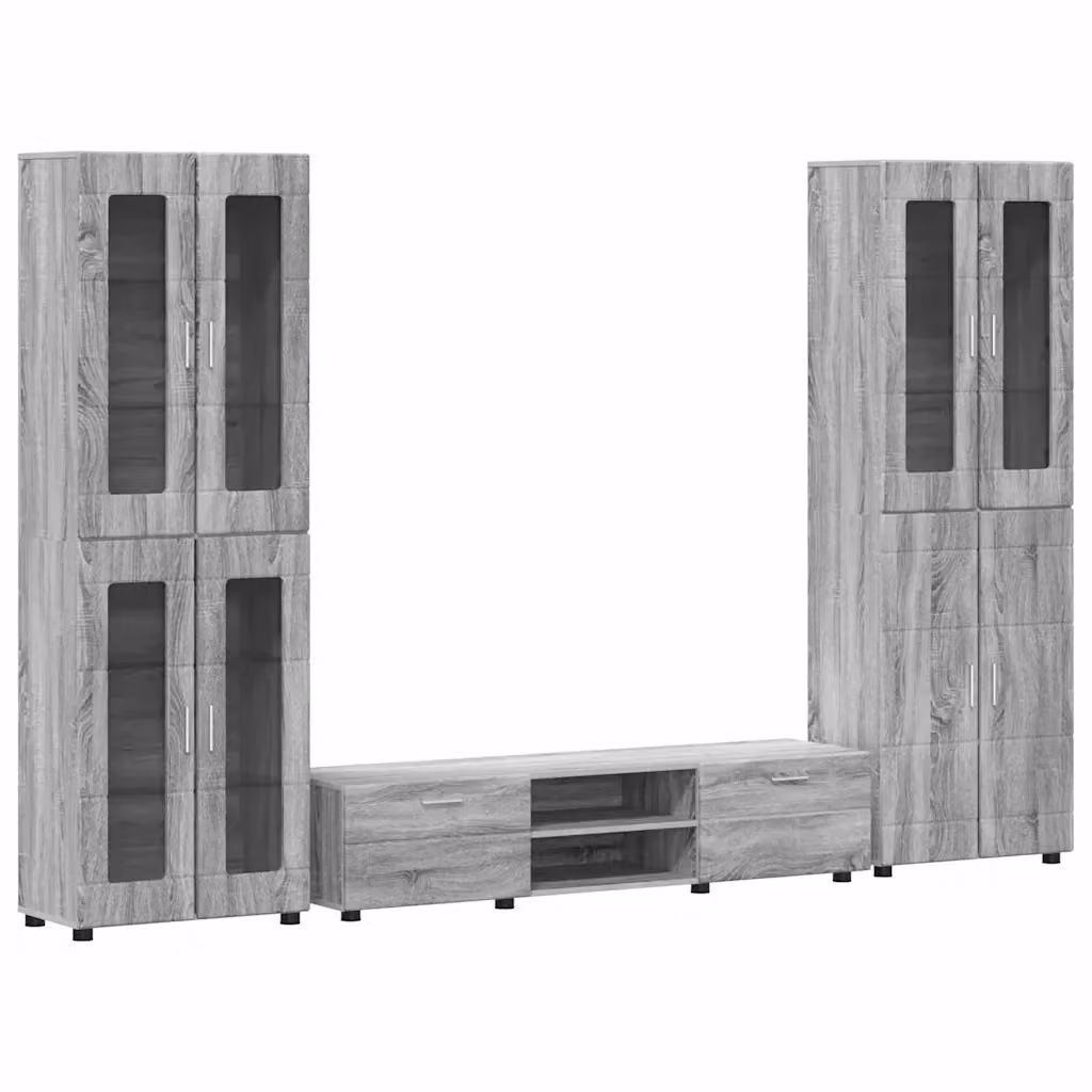 Set mobile TV vidaXL FLORIN in 3 pezzi Grigio Sonoma, design moderno in legno MDF L: 150 cm, P: 39 cm, H: 30 cm – 2