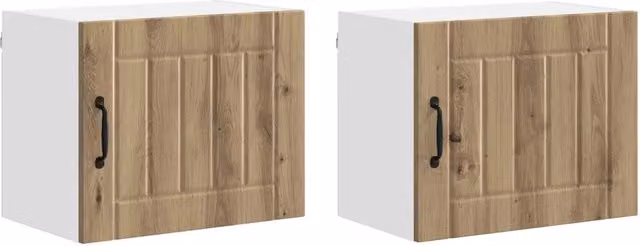 Set di 2 armadietti da cucina moderni e funzionali 50 x 31 x 40 cm in legno multistrato rovere artigianale 02_0053942