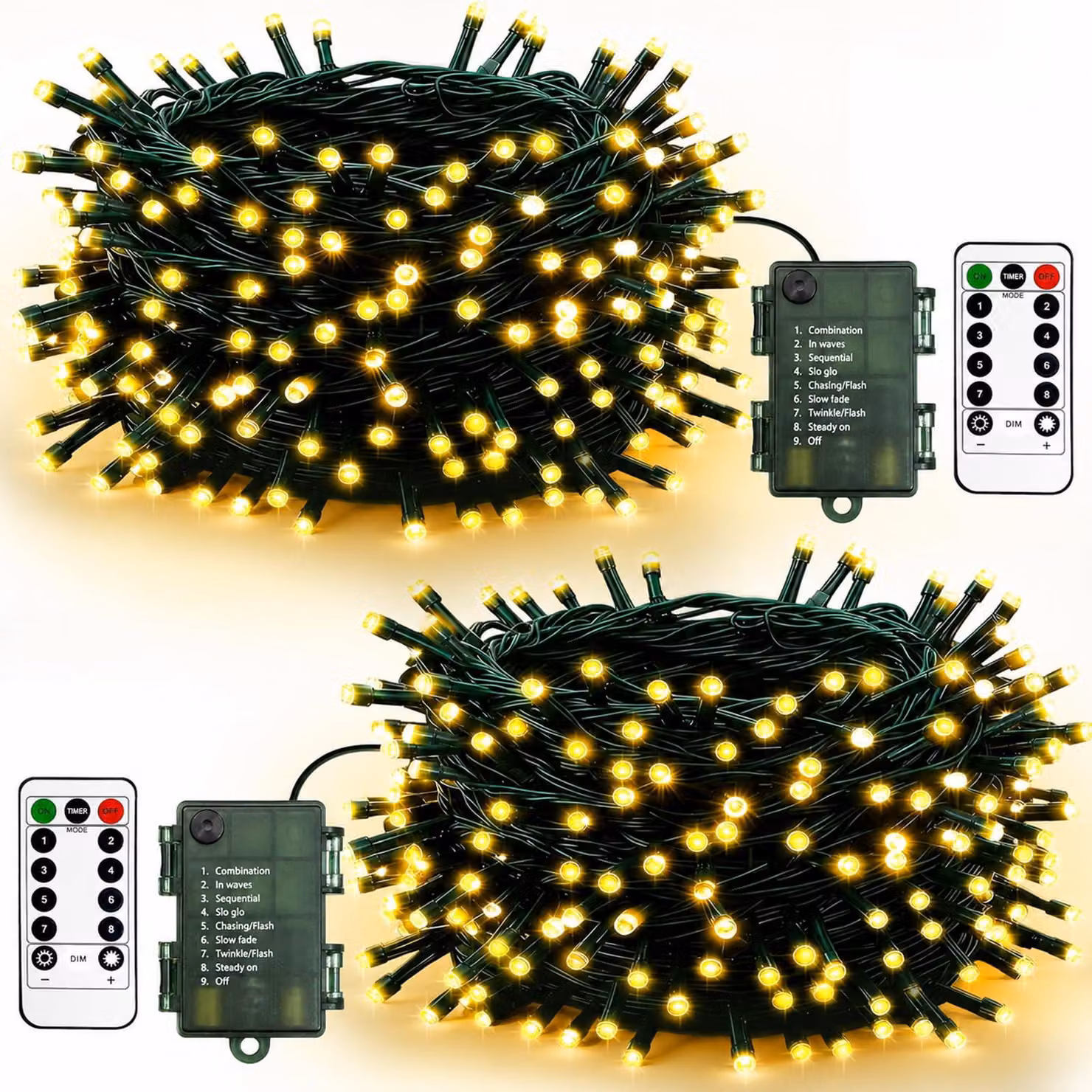 Catena luminosa, 2 x 5 metri, 50 LED, luce calda, impermeabile