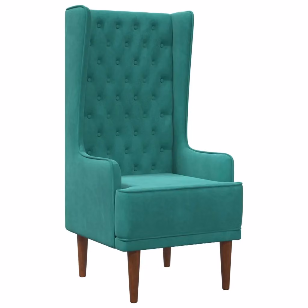 Sedia in velluto turchese stile Chesterfield con schienale alto trapuntato a bottoni vidaXL L/P/H: 90 x 64 x 110 cm – 2