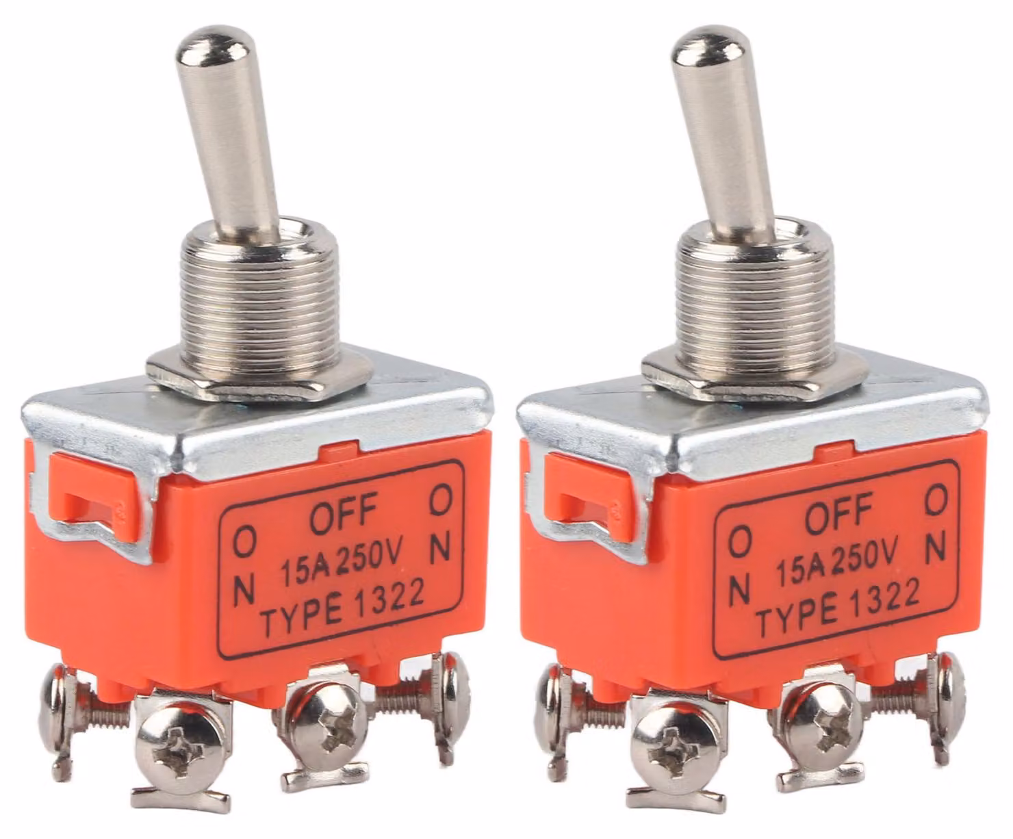 2 interruttori a levetta per motori a corrente continua, polarità CW/CCW, 6 pin, 250V, 15A