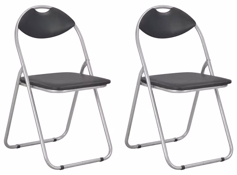 Set di 2 sedie pieghevoli per sala da pranzo, colore nero
