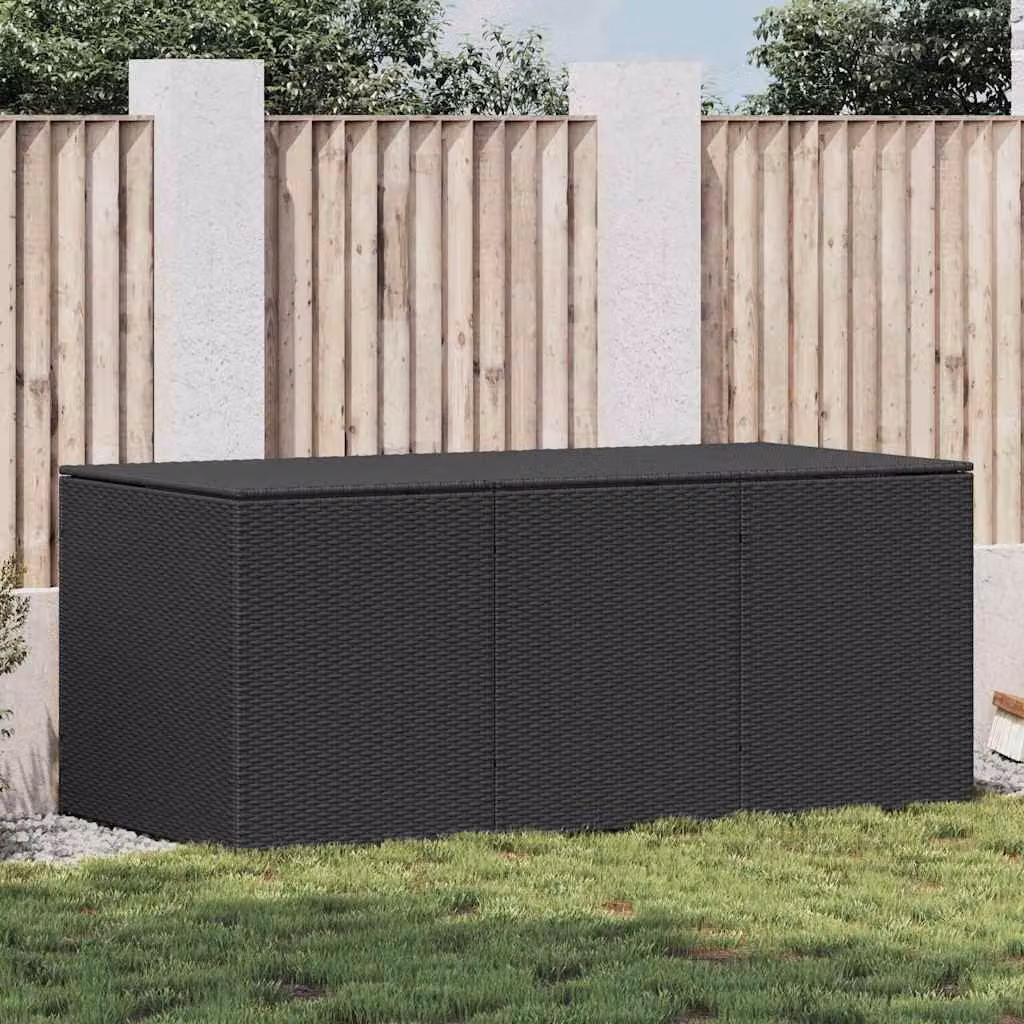 vidaXL Baule da Giardino in Polyrattan Nero L: 180 cm, P: 90 cm, H: 70 cm – 1