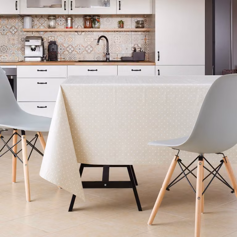 Tavolo da cucina rettangolare in PVC, lavabile, dimensioni 300x140 cm