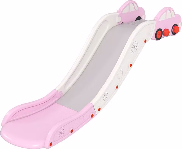 Scivolo per bambini AIYAPLAY in plastica HDPE con zona di ammortizzazione integrata, ideale per divani e letti, rosa – 1
