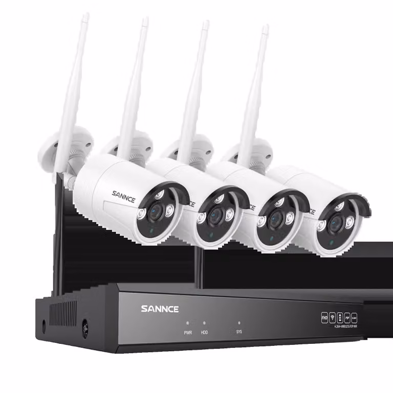 Sistema di sorveglianza NVR wireless, telecamera IP da 5MP, visione notturna, beige, nessuno