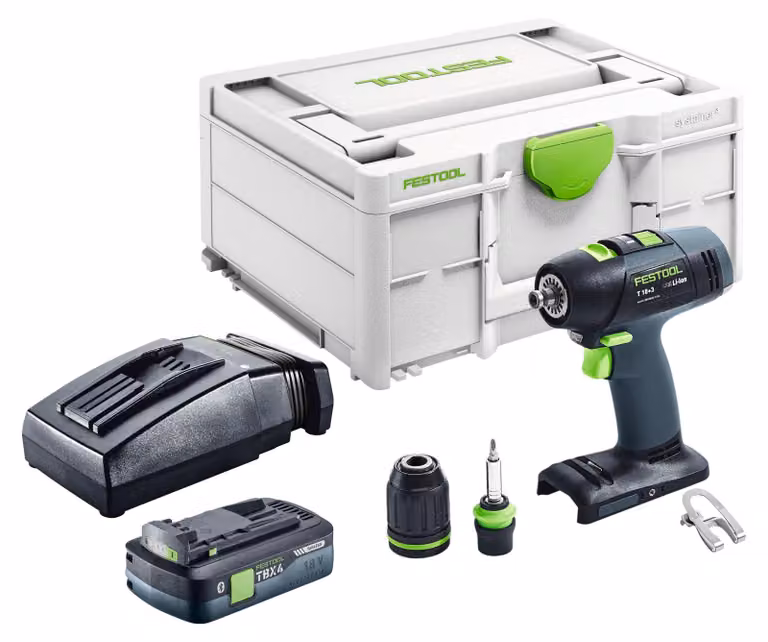 Trapano avvitatore a batteria Festool T 18+3-Basic 18 V 50 Nm Brushless + 1x batteria 4,0 Ah + caricabatterie + Systainer