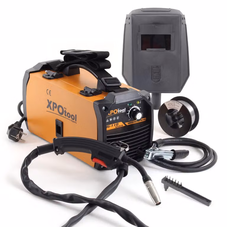 Saldatrice MIG senza gas, regolabile da 30 a 100 ampere, peso 6,12 kg, adatta per uso interno ed esterno