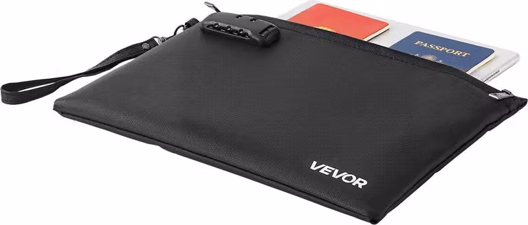 Borsa ignifuga per documenti, 1000 Borsa ignifuga e impermeabile con isolamento termico e chiusura a chiave, organizer portatile per archiviazione sicura dei documenti, per uso domestico, in ufficio e in viaggio, per passaporti, documenti importanti e fas