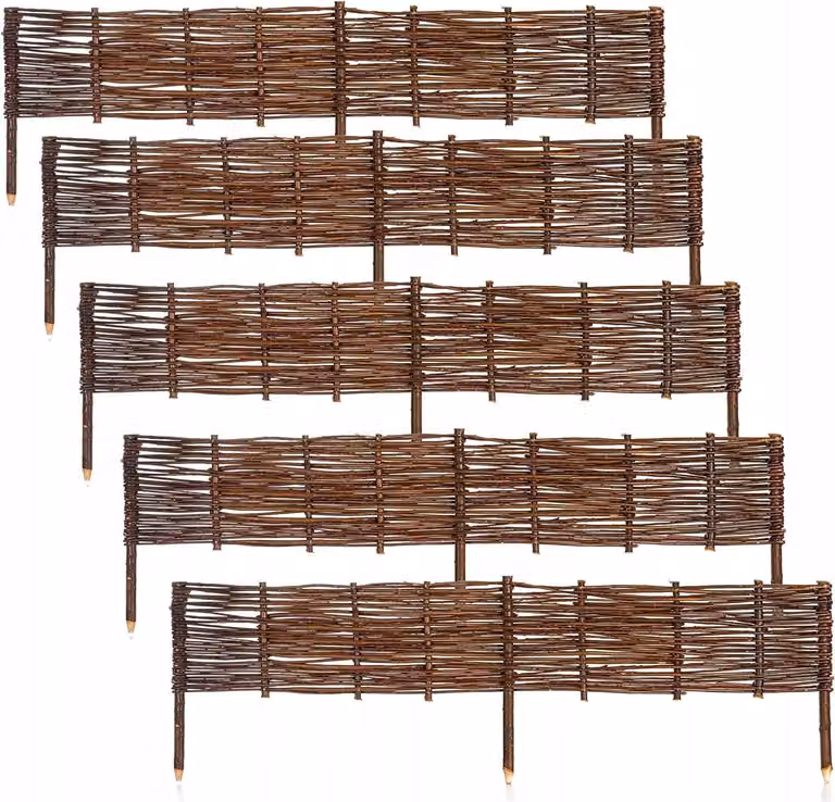 Set di 5 palizzate da giardino Recinzione in vimini per il giardino 120x20 cm