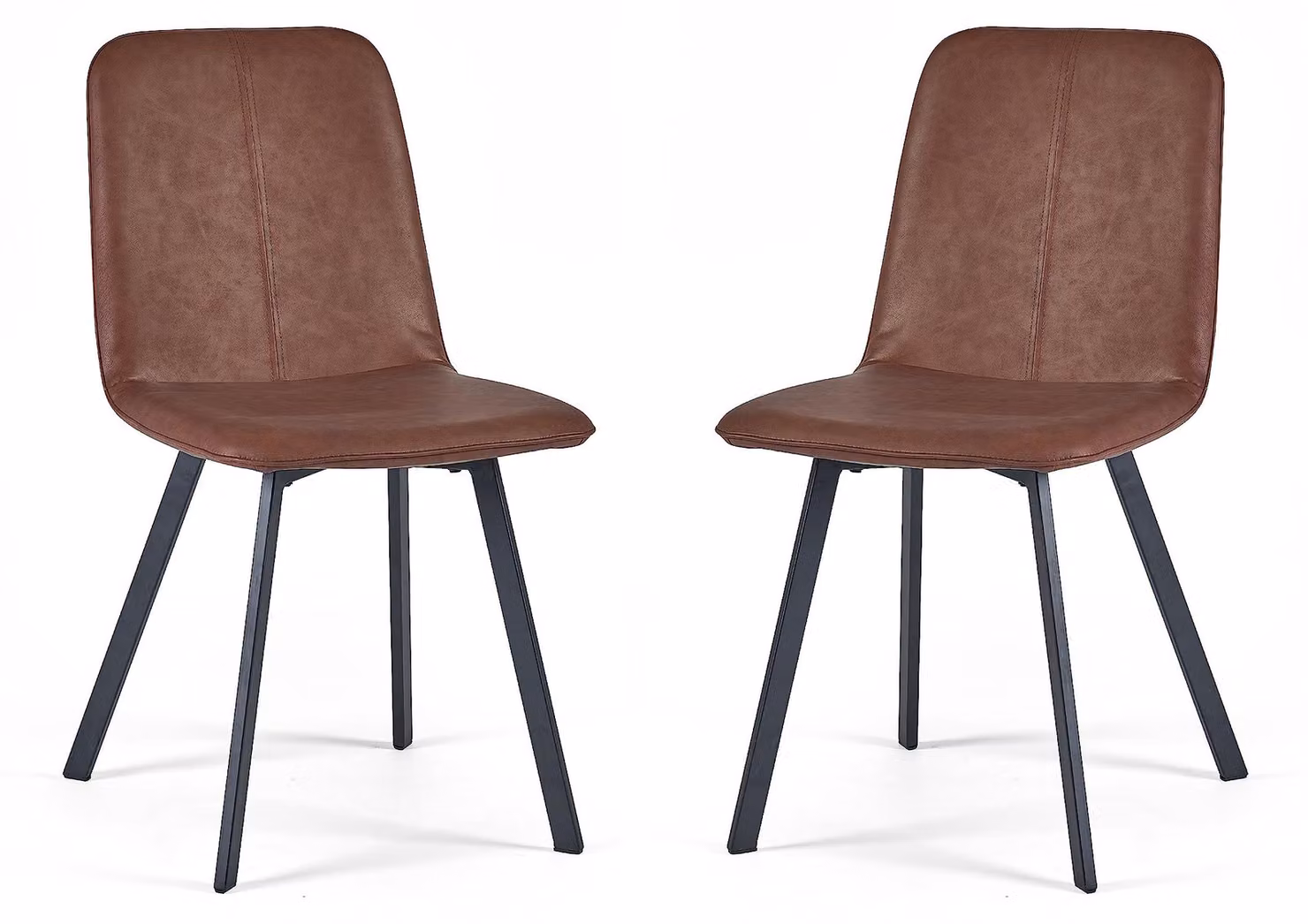 Set di 2 sedie da pranzo, rivestite in ecopelle, color marrone anticato, altezza 86,5 cm