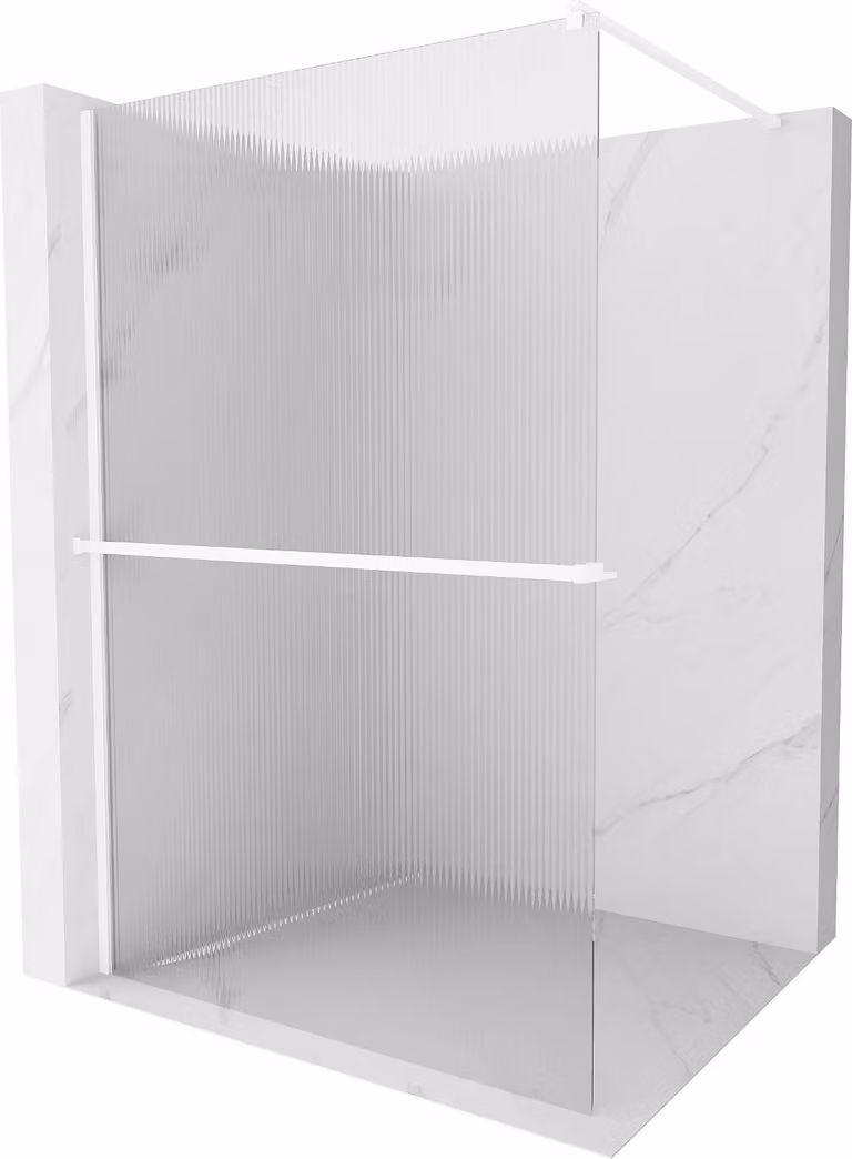 Mexen Kioto+ parete doccia con mensola Walk-in 110 x 200 cm, a righe, bianca - 800-110-121-20-09