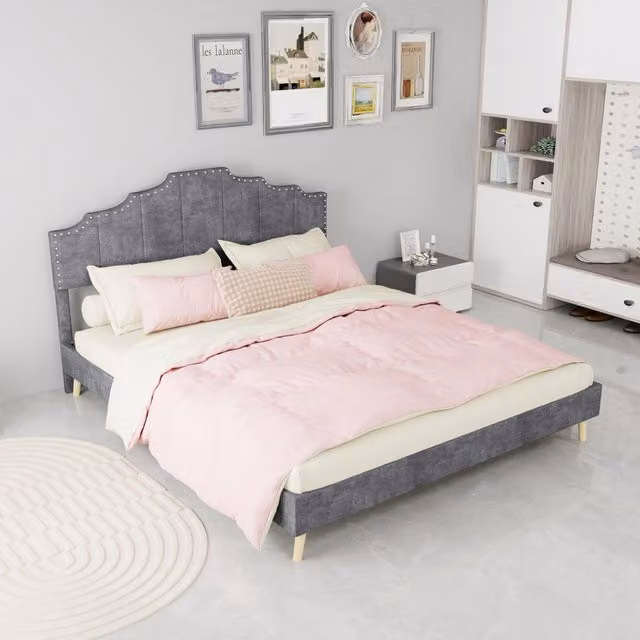 letto moderno in tessuto e metallo grigio 160 x 200 cm