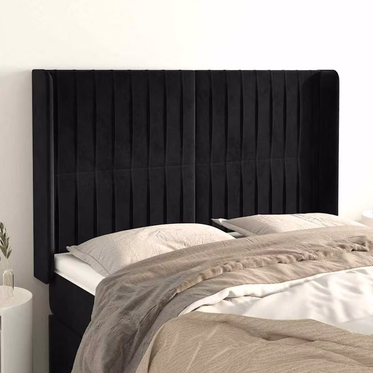 Testiera ad Orecchio vidaXL in Velluto Nero L: 147 cm, P: 16 cm, H: 118/128 cm
