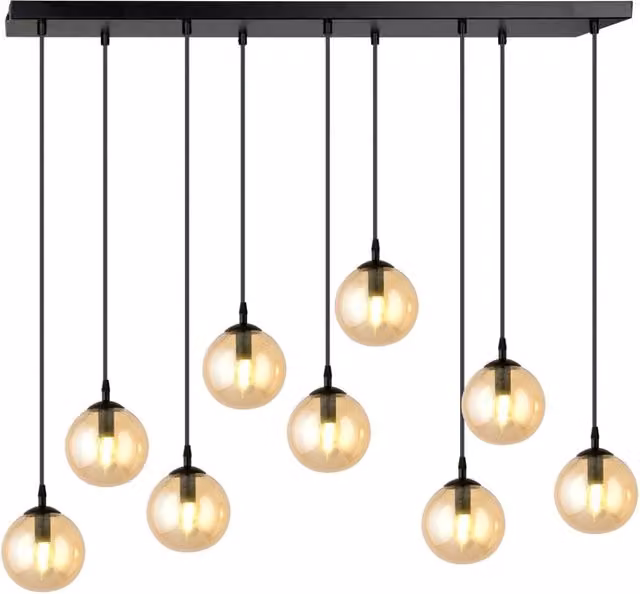 Lampadario Emibig Cosmo 9 luci E14 nero miele vetro