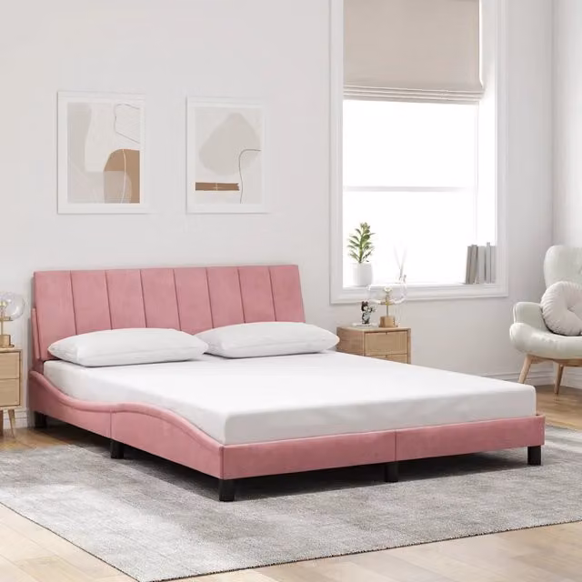 Giroletto Hanko vidaXL in Velluto Rosa L/P/H: 160 x 200 cm – 1