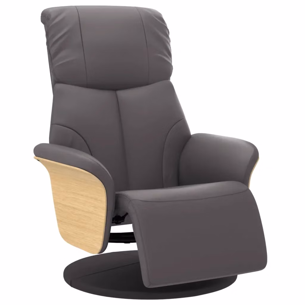Poltrona Reclinabile con Poggiapiedi vidaXL in Similpelle Grigia con Sedia Relax Moderna e Ruotabile 360 Gradi – 2