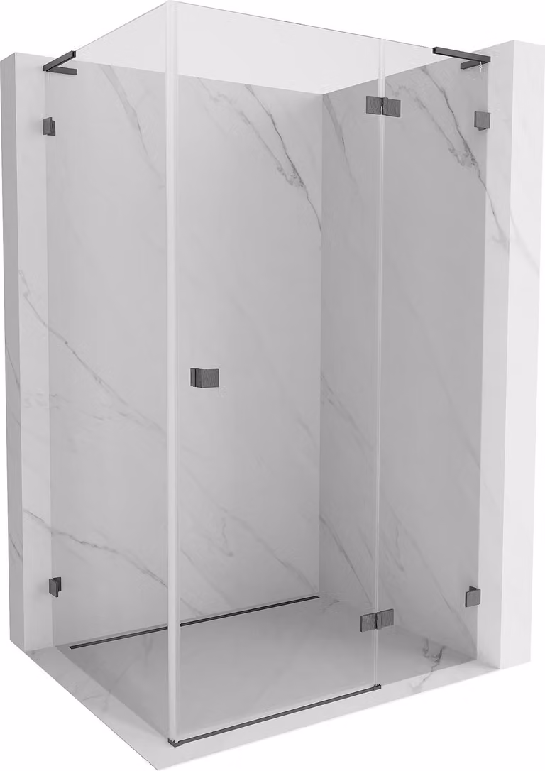 Mexen Lunar L cabina doccia battente destra 100 x 80 cm, trasparente, grigio canna di fucile spazzolato - 834L-100-080-66-00-P