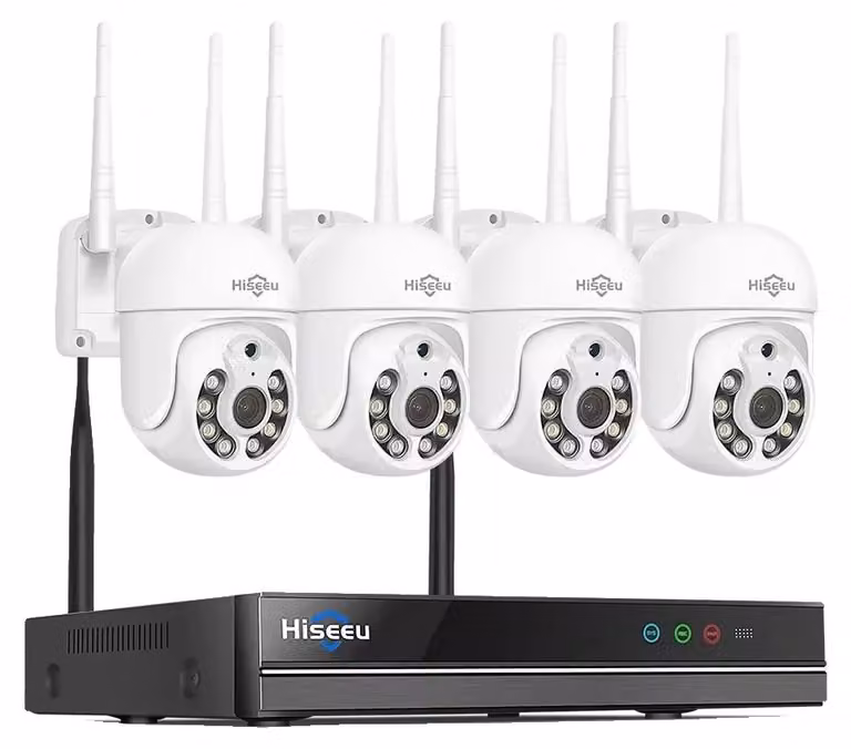 Sistema di videosorveglianza, risoluzione 1080P, connettività wireless, NVR a 10 canali, 4 telecamere, senza fili, con spina di tipo europeo