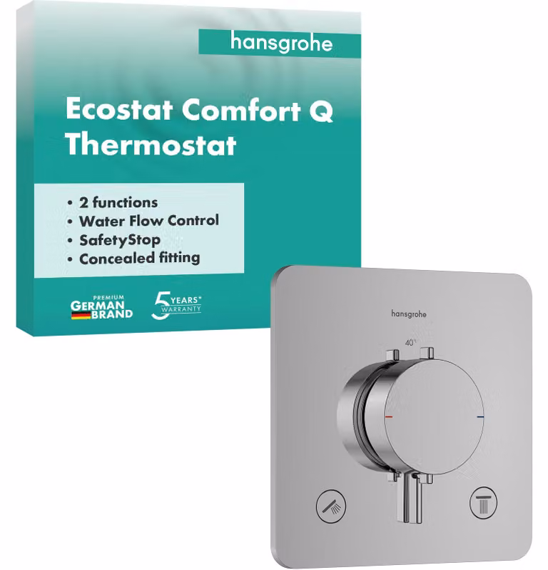 Termostato da incasso Ecostat Comfort Q, cromo, 2 funzioni