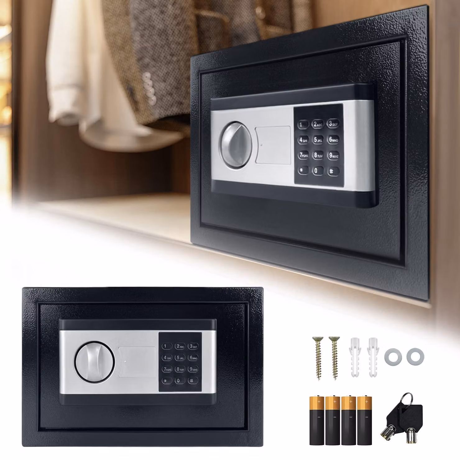 Cassaforte elettronica - Capacità: 34 litri - Materiale: acciaio - Colore: nero argento