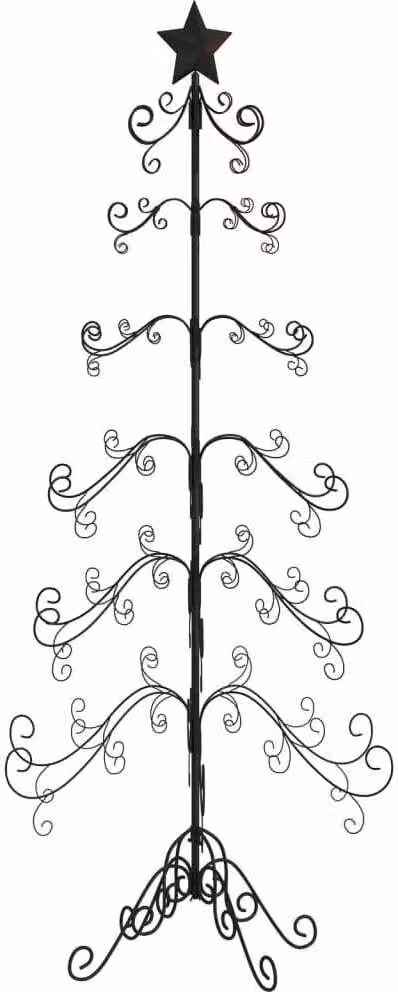 Albero di Natale Decorativo in Metallo Nero 180 cm