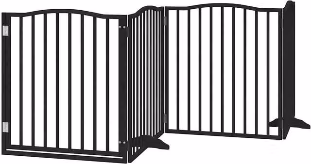 Cancelletto di sicurezza per cani e animali domestici porta in legno di pioppo nero a 4 pannelli 02_0023351