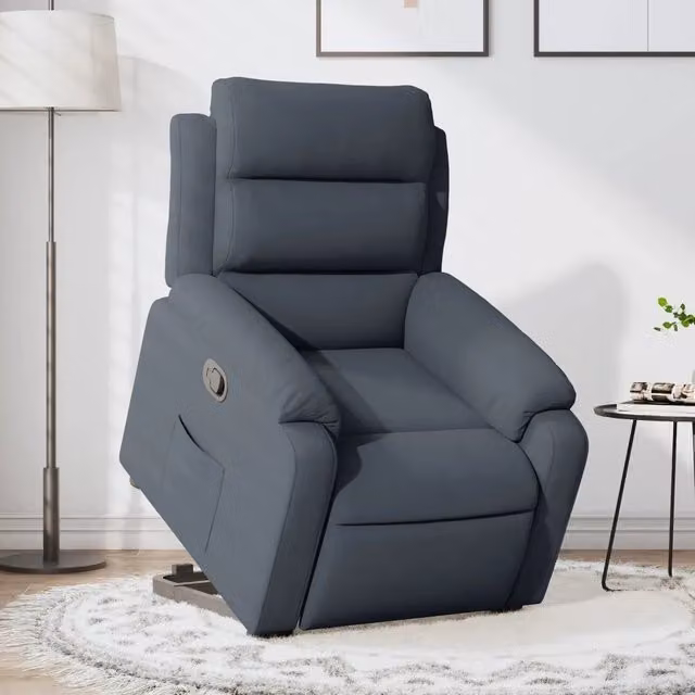 Poltrona Alzapersona Reclinabile vidaXL in Velluto Grigio con Assistenza Elettrica per Senior – 1