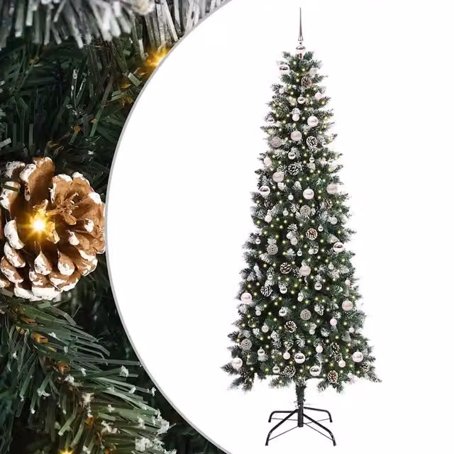 Albero di Natale artificiale moderno vidaXL verde con 300 LED luce bianca calda, Altezza: 240 cm – 1