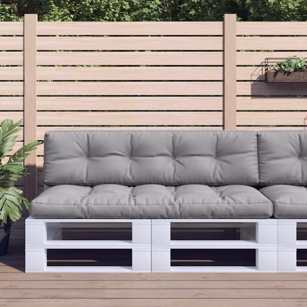 vidaXL Set di 2 Cuscini per Pallet Rettangolari in Poliestere Grigio, Idrorepellenti e Resistenti ai Raggi UV, L/P/H: 150 x 150 x 12 cm