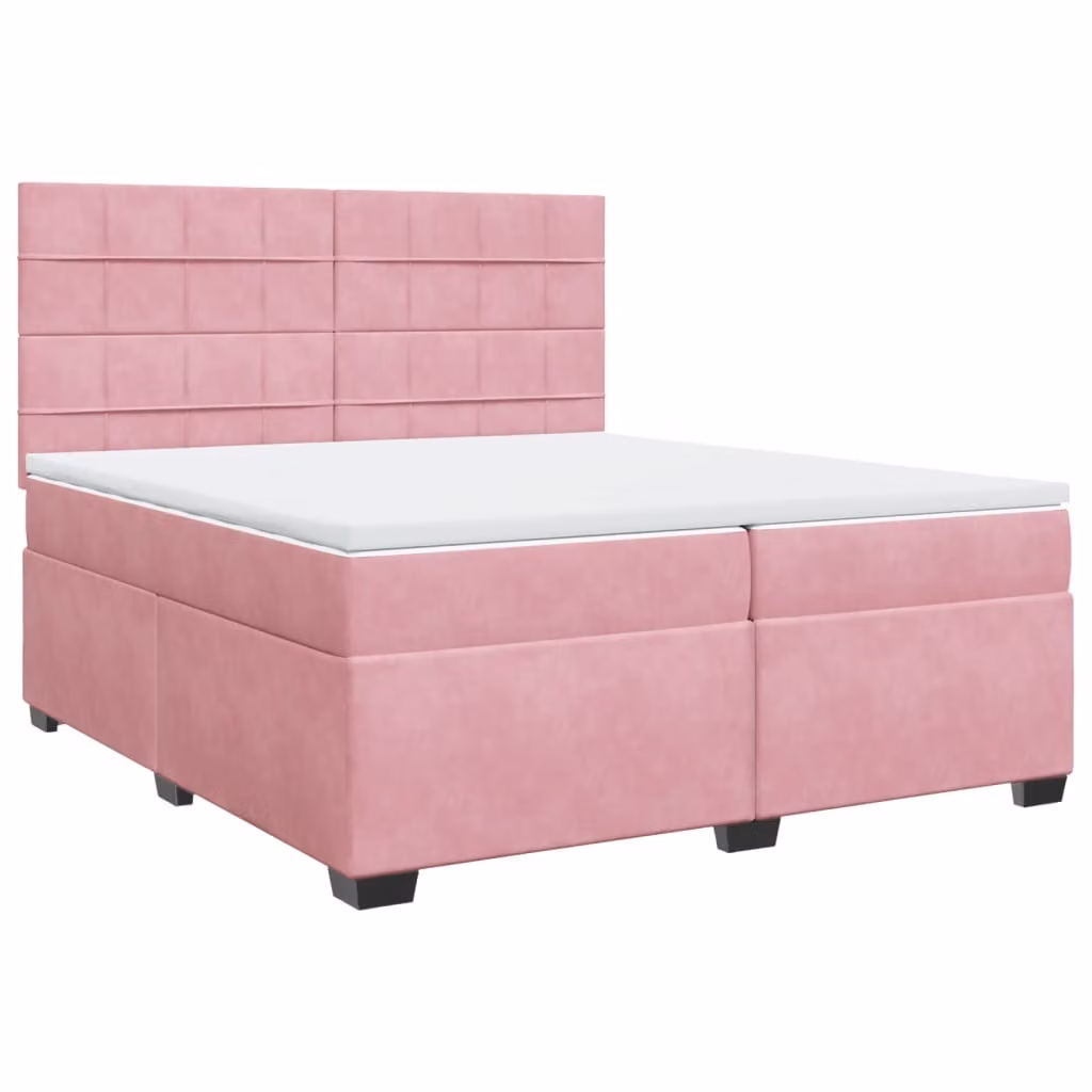 Giroletto a Molle con Materasso Rosa 200x200 cm in Velluto