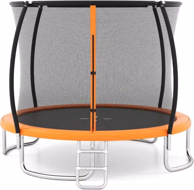 Trampolino da esterno con rete di sicurezza in acciaio zincato e PVC, arancione, L: 366 cm, P: 269 cm