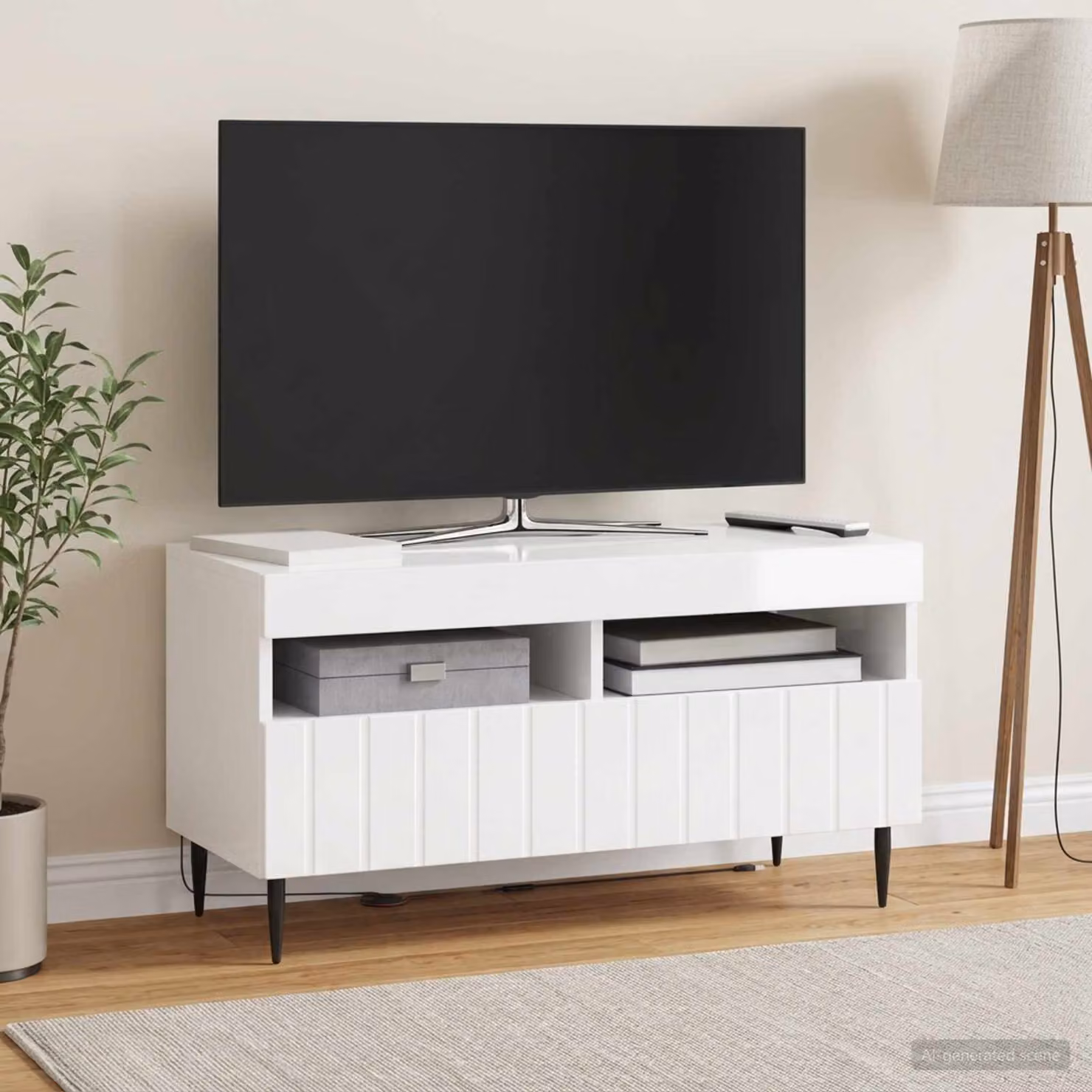 Mobile TV LED vidaXL ZWOLLE Bianco Lucido L: 81 cm, P: 35 cm, H: 43 cm