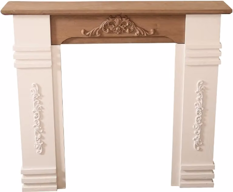 Casa Padrino cornice per camino in stile country bianco/marrone antico 110 x 22 x h. 98 cm - Mobili Shabby Chic