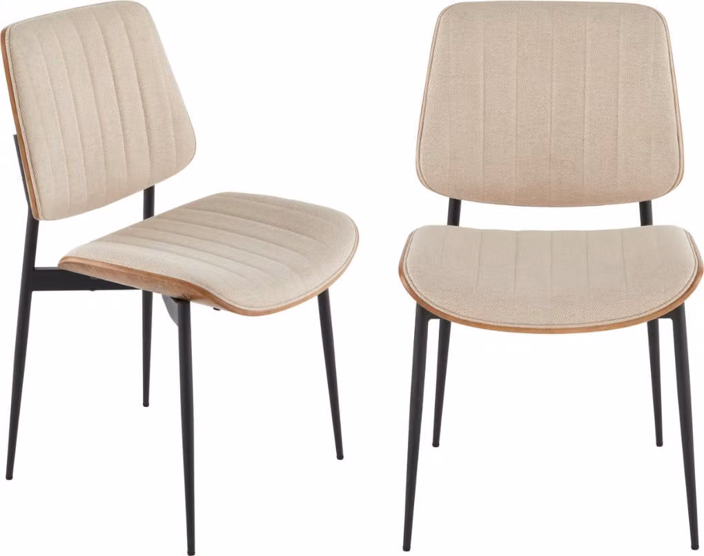 Signature - Lotto di 2 sedie in tessuto trapuntato beige H82,5 cm - GISELLE