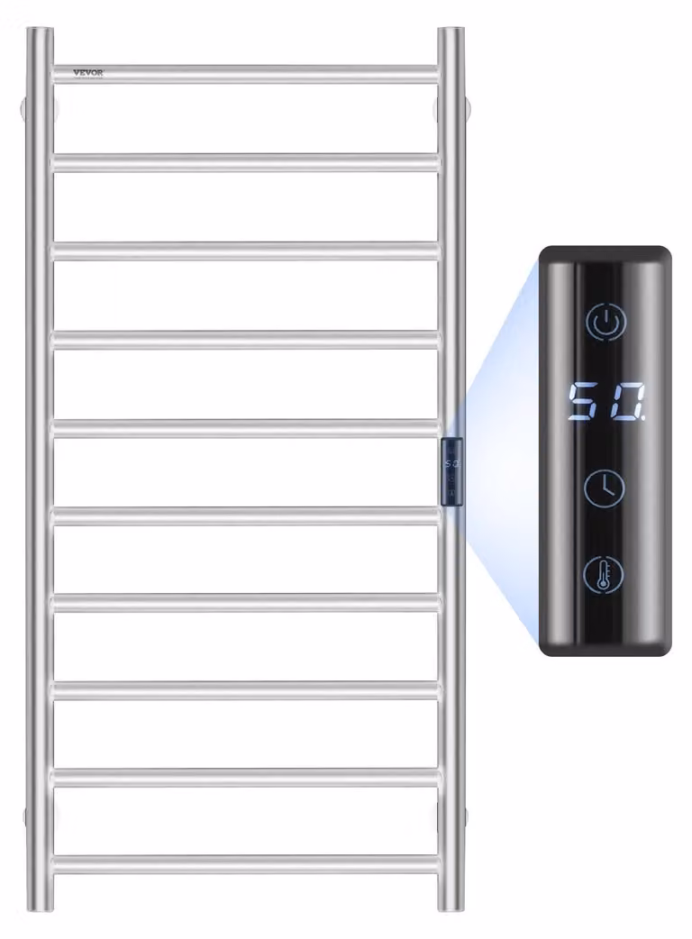 Asciugamani elettrico - Radiatore per asciugamani - Porta asciugamani riscaldato - Portaoggetti da bagno - Montaggio a parete - Acciaio inossidabile