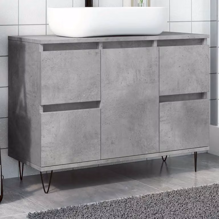 Armadietto da bagno sospeso vidaXL in stile industriale grigio con ante e cassetti L: 80 cm, P: 33 cm, H: 60 cm