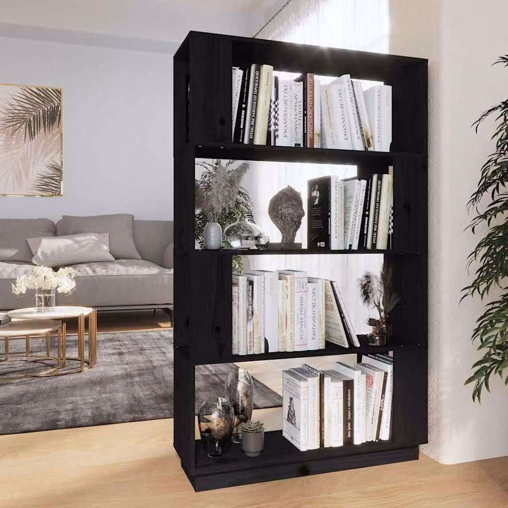 Libreria divisorio vidaXL in legno massello di pino bianco stile rustico L 80 cm, P 25 cm, H 132 cm
