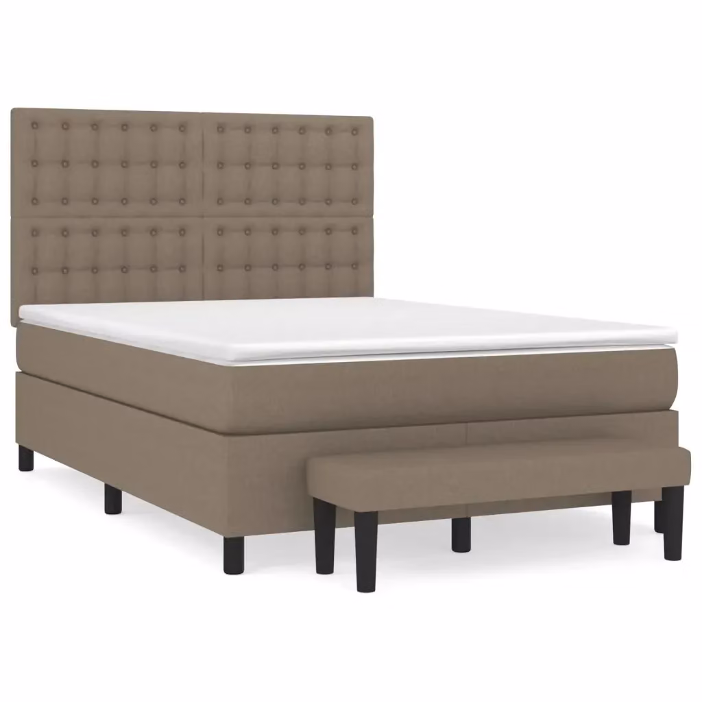 vidaXL Letto Ibrido con Giroletto a Molle e Materasso in Tessuto Beige e Bianco L/P/H: 144 x 203 x 128 cm – 2