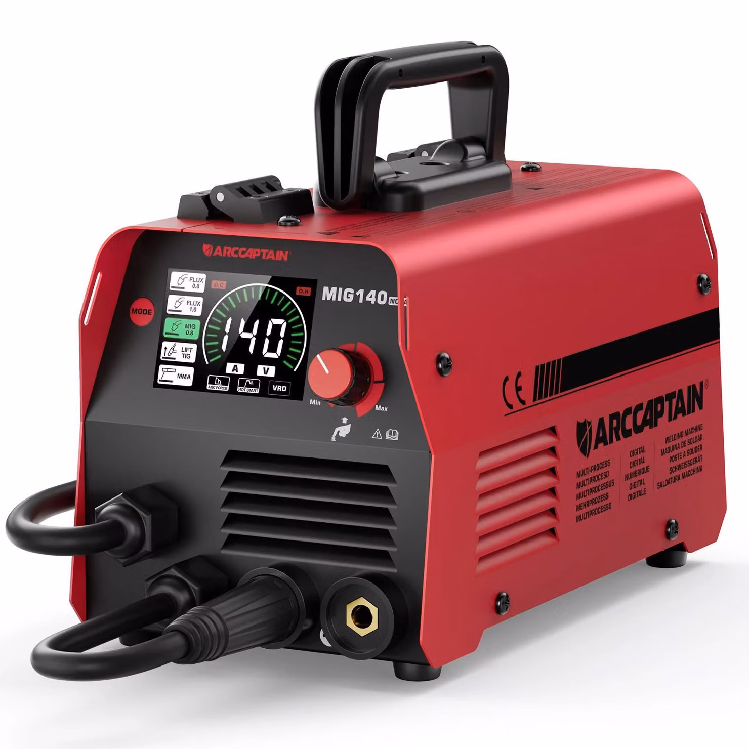 Saldatrice 4 in 1 - MIG140-NOVA MIG/MAG TIG MMA - Inverter a sinergia - Filo animato senza gas e con gas - 6,35 kg - Spina UE