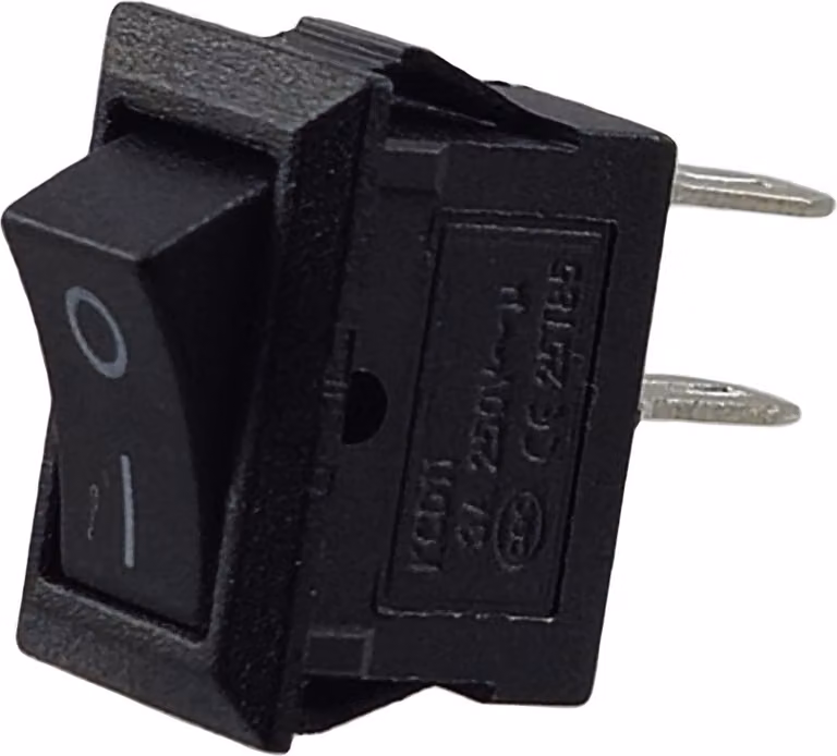 Mini interruttore a bilanciere, interruttore a bilanciere incorporato, interruttore a levetta, interruttore per apparecchi, 250V 3A AC/DC, nero rettangolare 9 x 13 mm, 2 poli ON/OFF