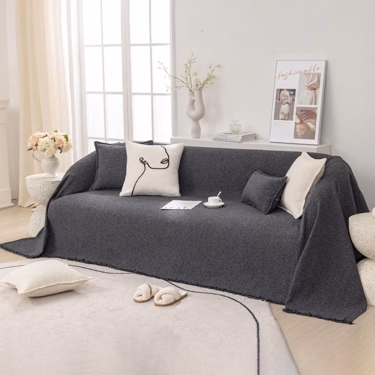 Copertura per divano, adatta a divani a 1, 2, 3 o 4 posti, color grigio scuro