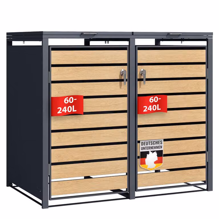 Cassonetto per rifiuti Johan Copri cestino color antracite con decoro in legno per 2 cestini
