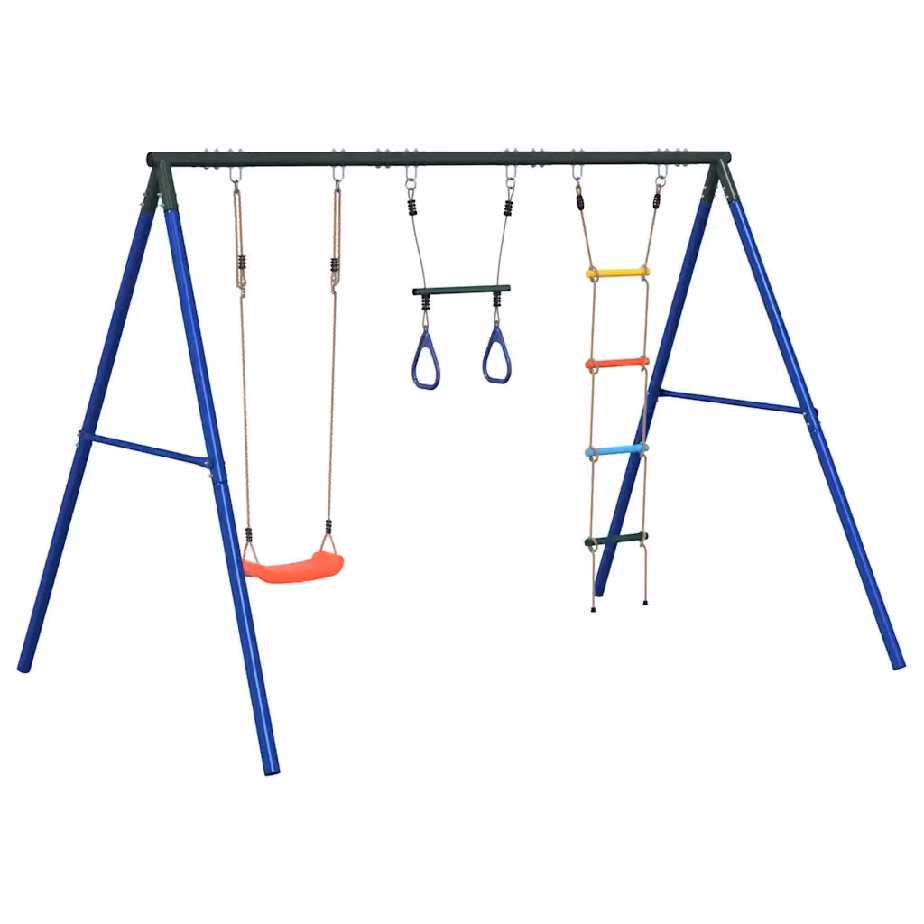 Set Gioco da Esterno vidaXL con Altalena, Trapezio e Scala Multicolore H: 185 cm, L: 273,5 cm, P: 185 cm – 2