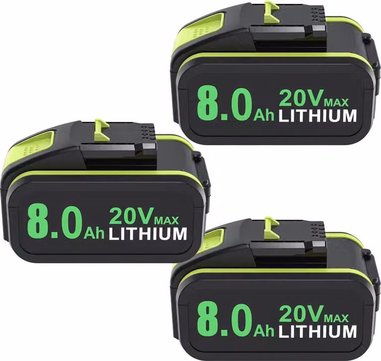 Batteria per utensili elettrici a filo, capacità 8000mAh, ampia compatibilità, 3 batterie