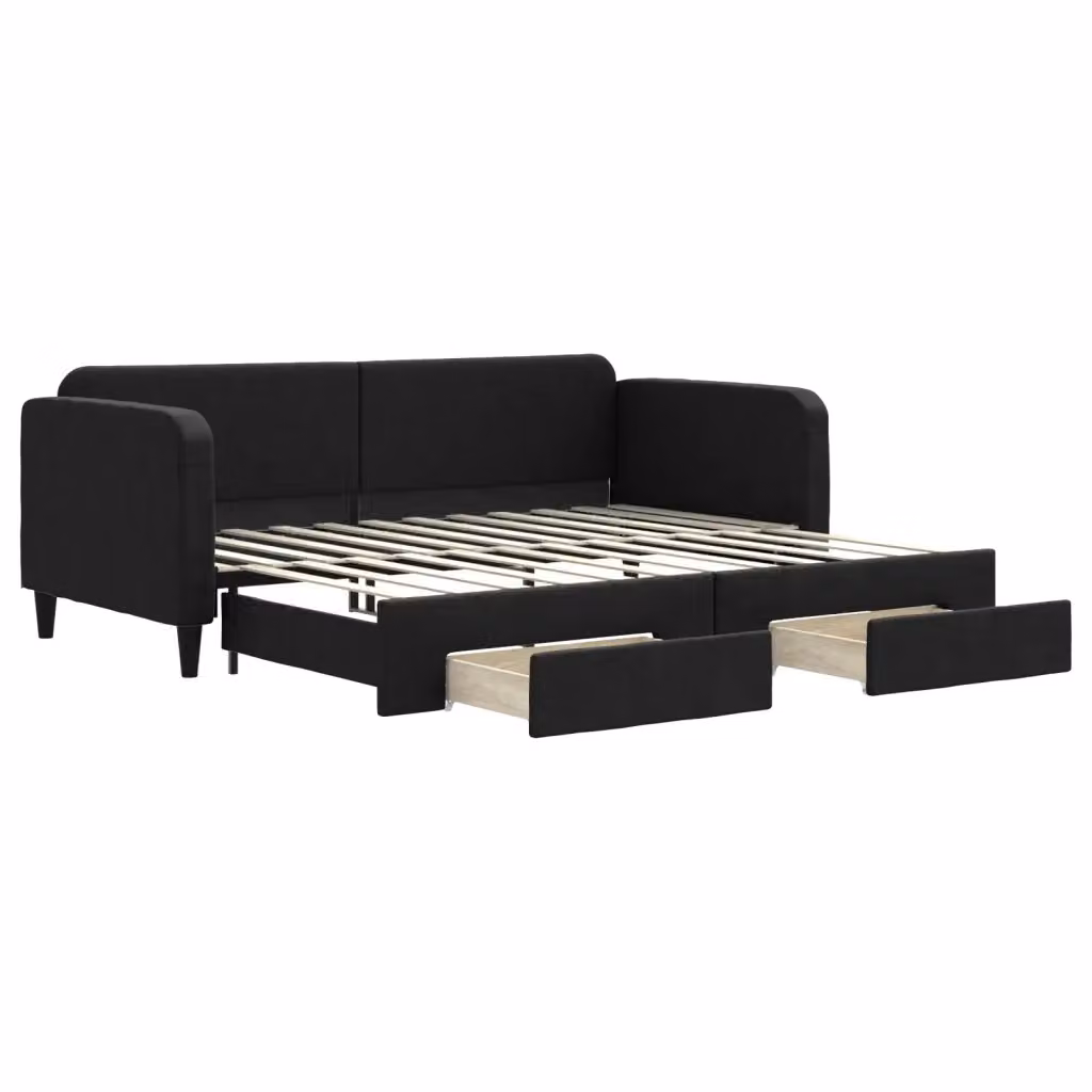 Divano Letto Estraibile con Cassetti Nero in Tessuto vidaXL – 2