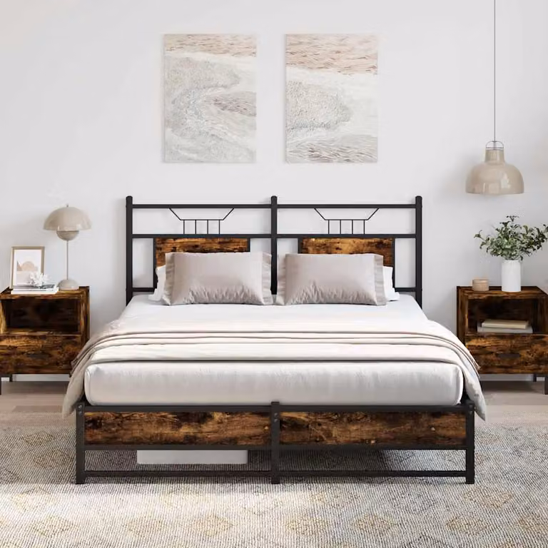 vidaXL Giroletto senza Materasso in Rovere Fumo, L/P/H: 140 x 200 x 207 cm