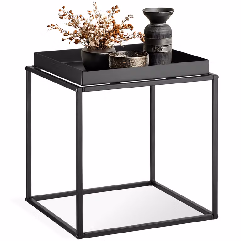 Tavolino Cambridge tectake nero in metallo L/P/H: 40 x 40 x 44 cm